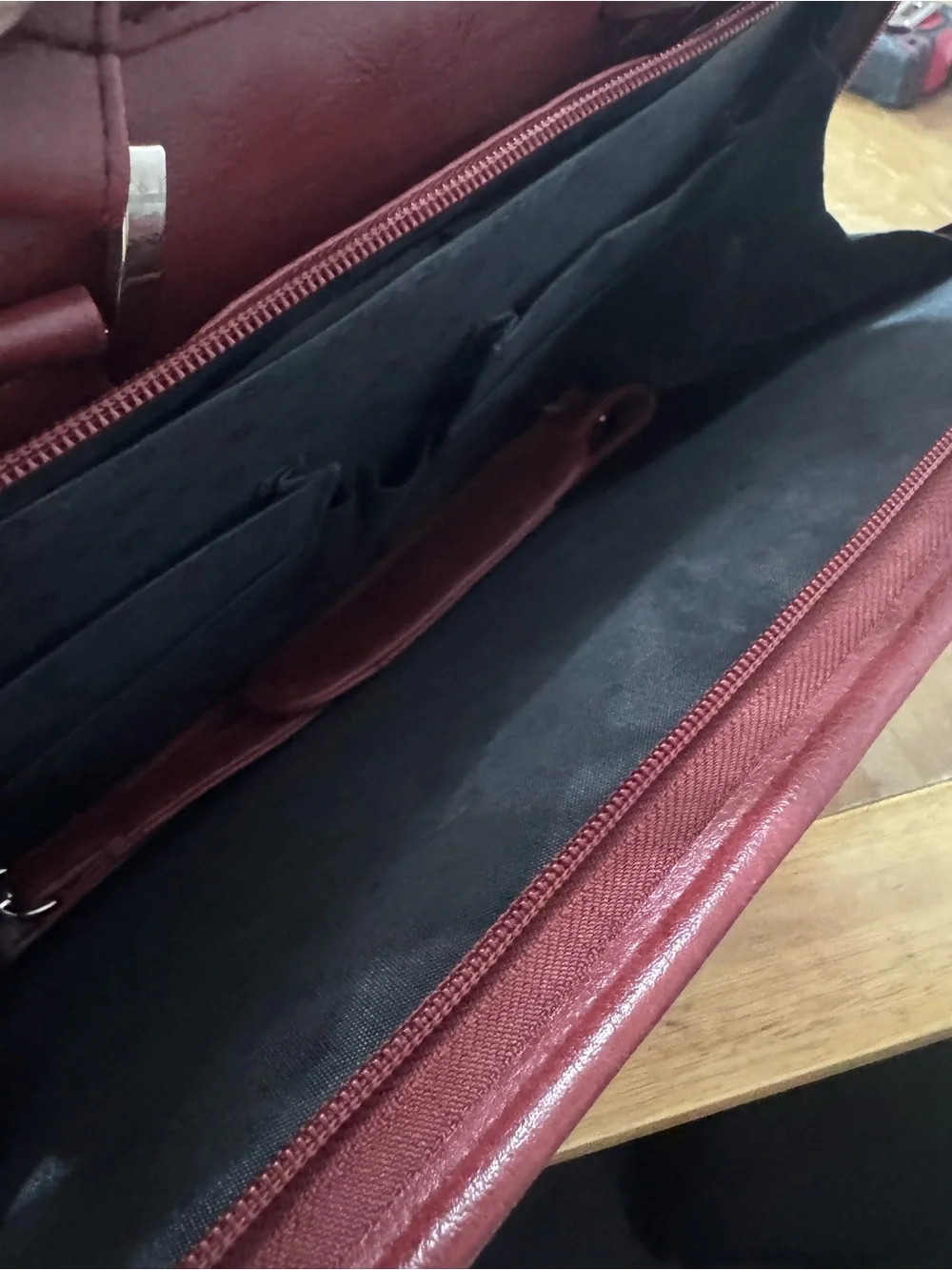 Foray Classic Maroon Faux Leather Briefcase with Top Handles